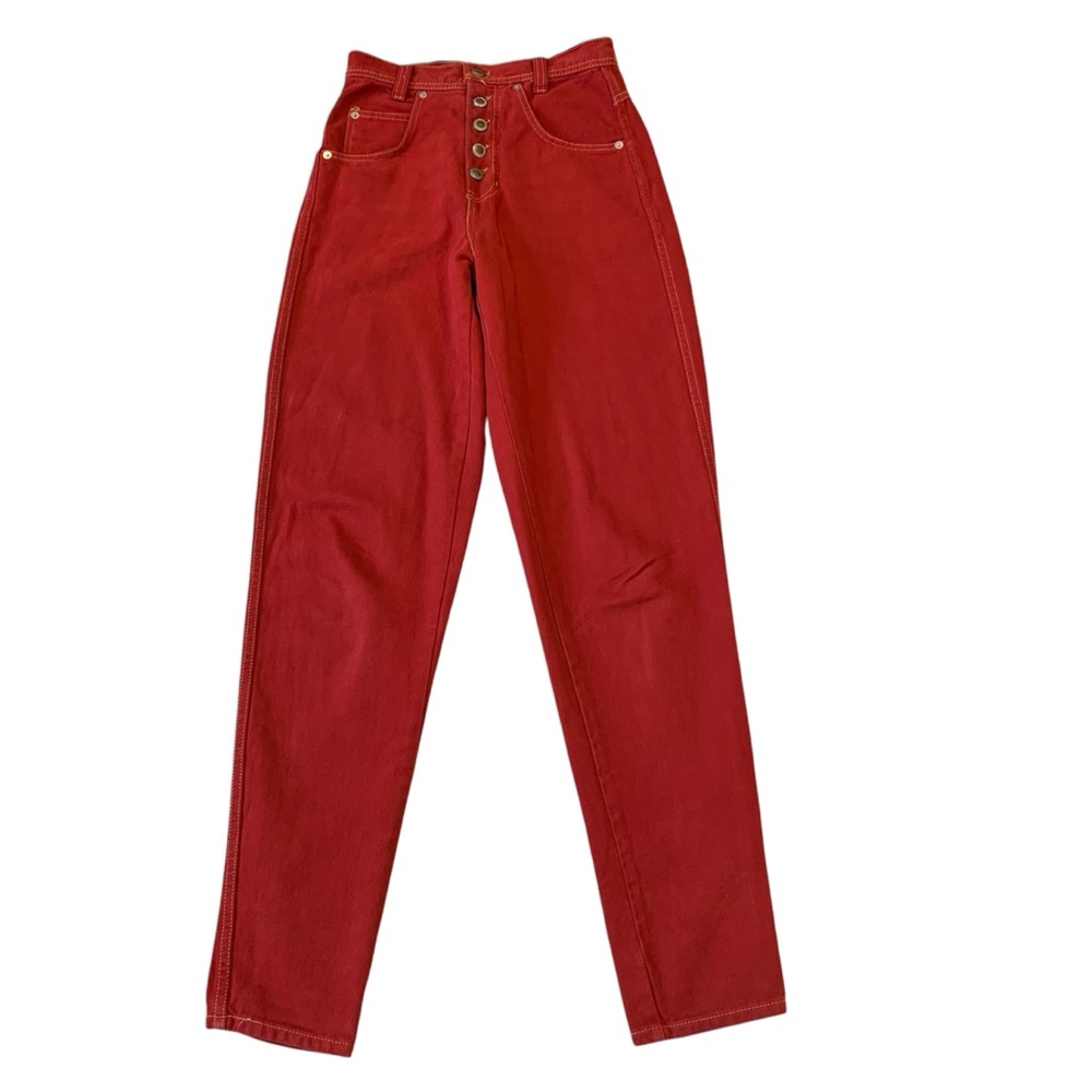 AWOL | AWOL Riding Wear High Waisted Red Denim Jens with Button Fly Size 1